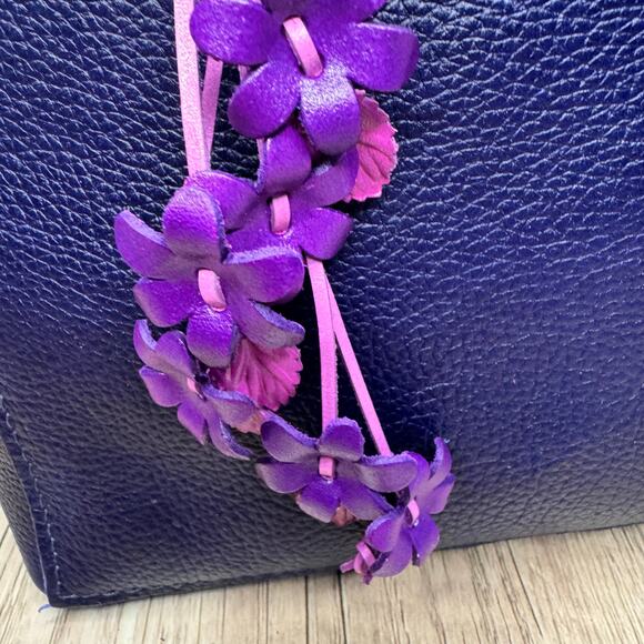 Genuine Leather Flower Purse Charm Leather Purple Spring Bag Charm NEW FAST SHIP - Picture 4 of 8